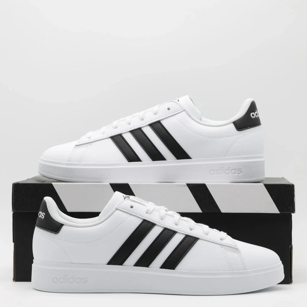 Adidas Men's Classic 3 Stripe Comfort Grand Court 2.0 Shoes White/Black 11.5‎